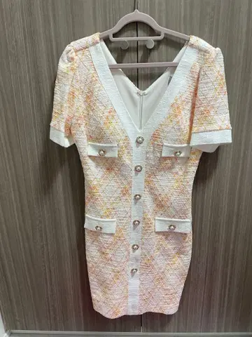 an 타이트핏 드레스 화이트 오렌지 새상품 M2