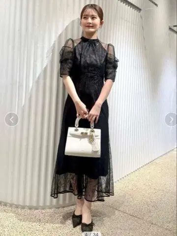 SNIDEL 스팽글 레이스 드레스