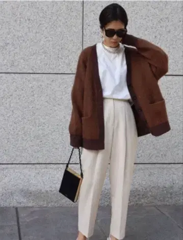 machatt 마차트 샤기 모헤어 니트 가디건 브라운