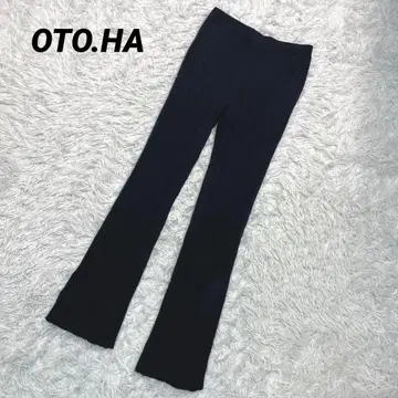 OTO.HA 블랙 리브 니트 팬츠 스트레치 슬림 실루엣 슬림 FREE
