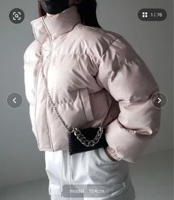 me+em select 인조 가죽 숏 퍼 다운 자켓