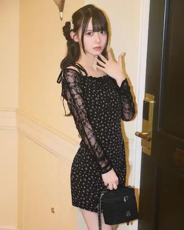 미셸 마카롱 레이스 볼레로 포함 미니 꽃무늬 미니 원피스 프리 사이즈