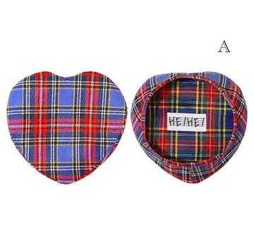 HEIHEI 베레모 하트 체크 무늬 블루