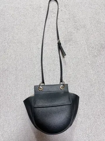 DIANA 블랙 가죽 반달형 숄더백