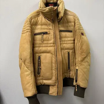 유니온 재프 베이지 가죽 자켓 퀼팅