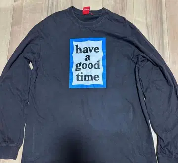 have a good time 롱T 블랙 블루 로고