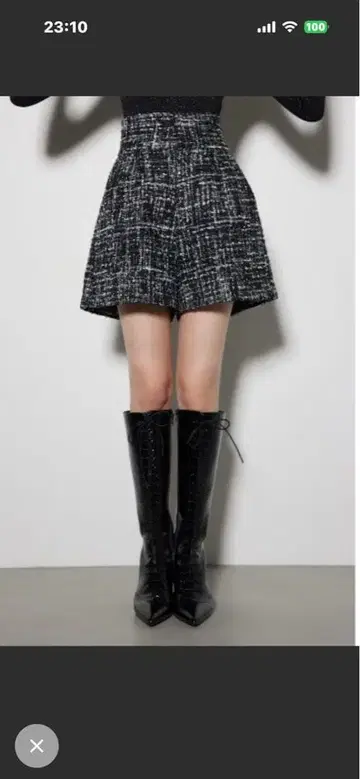 트위드 숏팬츠 XS 사이즈 블랙 계열