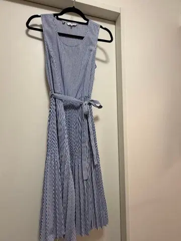 슬리브리스 셔츠 원피스 블루 화이트 스트라이프