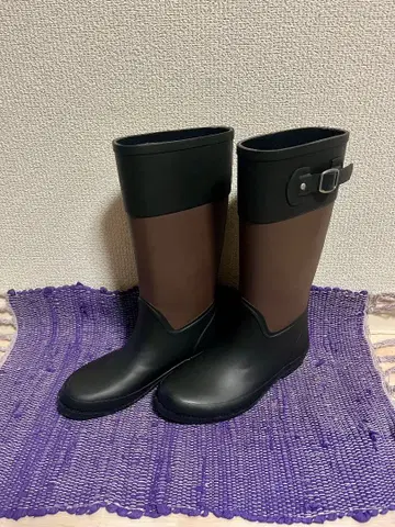 버클 브라운/블랙 레인부츠 장화 러버제 블랙 브라운
