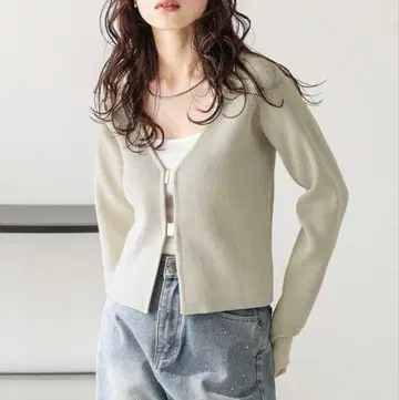 리브 베이지 긴팔 가디건 프리 사이즈