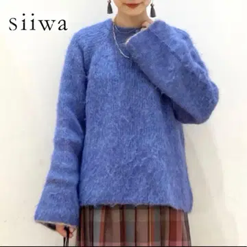 siiwa 알파카 혼방 와이드 슬리브 풀오버 블루 시이와 도어즈