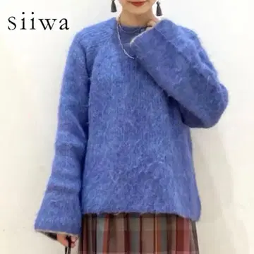 siiwa 알파카 혼방 와이드 슬리브 풀오버 블루 시이와 도어즈