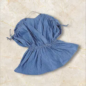 내추럴 뷰티 베이직 원피스 허리밴딩 블루 화이트 스트라이프 M 사이즈