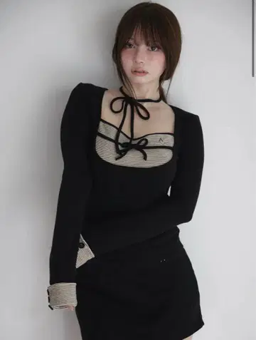 andmary Aiden baby ribbon set up black