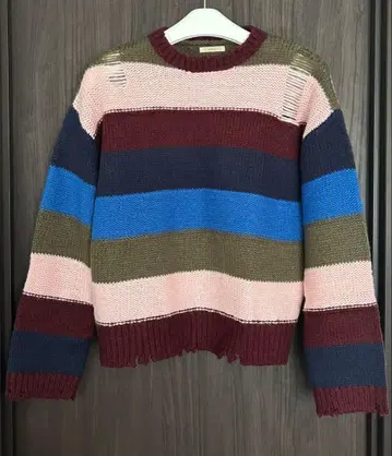 [ atmospink ] 데미지 보더 니트