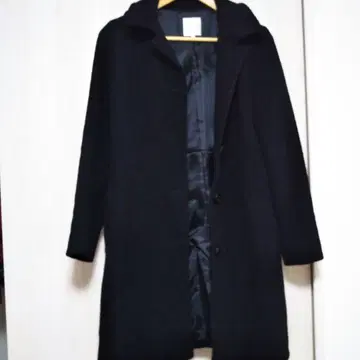 KUMIKYOKU 블랙 롱 코트 후드 부착