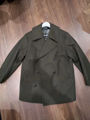 +J 유니클로 더블 브레스트 피 코트 올리브 L