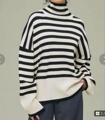 uncrave  실키울 보더 하이넥 니트