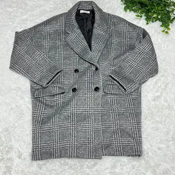 아줄바이마우지 체크 무늬 더블 브레스트 코트 L 사이즈