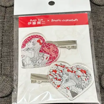 이토 준지 산리오 콜라보 아크릴 헤어 클립 갸루 토미에 x 헬로키티