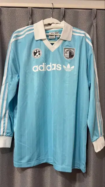 adidas 축구 셔츠 긴팔 라이트 블루
