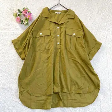 새상품급 [ 스튜디오 클립 ] 린넨 혼방 돌먼 블라우스 셔츠 카라 부착