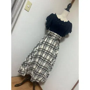 axes femme 레이스업 기모 체크 스커트