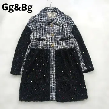 Gg&Bg 재팬 카나 트위드 자켓 절개 장식 버튼 울 개성적