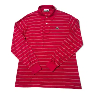 [롱 슬리브] LACOSTE 빨간색 보더 피케 셔츠