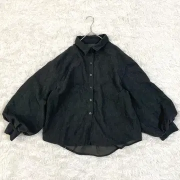 코듀로이 셔츠 셔츠 자켓 M 벌룬 슬리브 다크 그레이