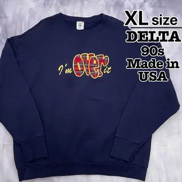 USA제 DELTA 90s 맨투맨 XL 네이비 자수 체크 구제 의류