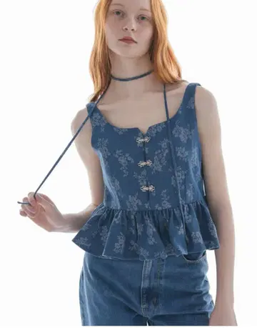 플라워 자카드 데님 뷔스티에 이뎀