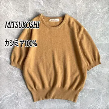 미츠코시 캐시미어 100% 크루넥 스웨터 반팔 니트 루즈핏 부드러움