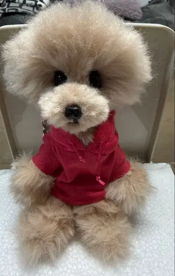 밀크티 아이보리 계열 푸 포인트 인형 백참