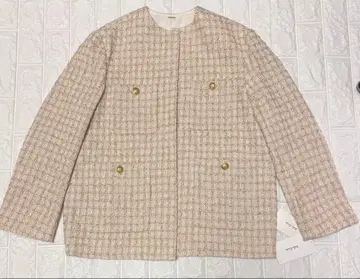 [ 새상품 ] Mila Owen 금장 버튼 패치 포켓 루즈 트위드 자켓