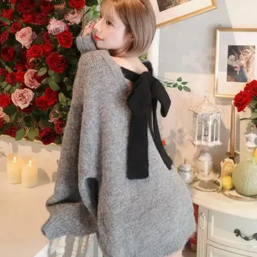 Darich 빅 리본 오픈 니트탑