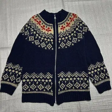 페루제 RNA 페어아일 패턴 울 니트 자켓 M 스웨터