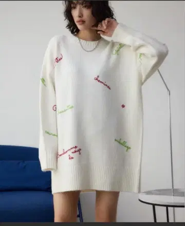 모듬 자수 니트 원피스 길이