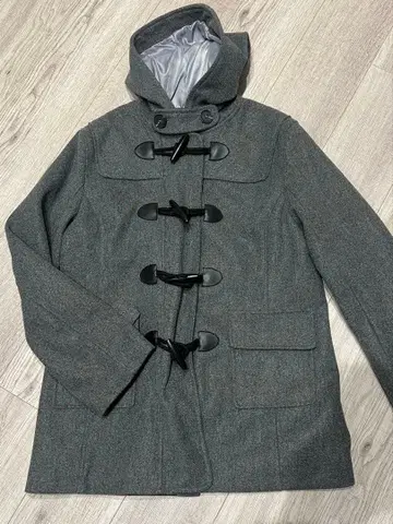 그레이 더플 코트 통학 후드 부착