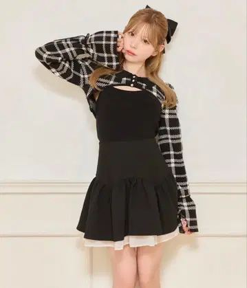 소매 리본 니트 앙상블