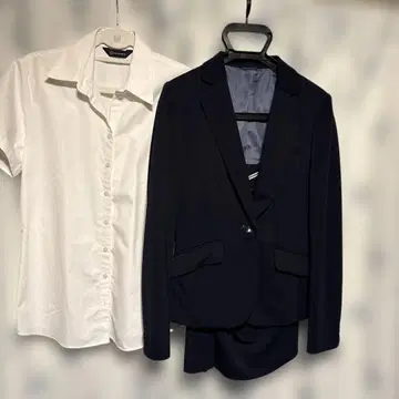 화이트 셔츠 네이비 자켓 네이비 스커트 세트 9호