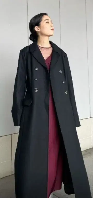 컨디션 최상 아메리 맥시 길이 블랙 울 롱 코트 이종 버튼