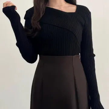 CENEA 세네아 비대칭 롤 칼라 니트탑 익명 배송