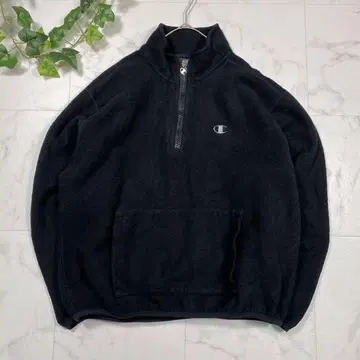 90s 챔피온 플리스 자켓 하프 지퍼 블랙
