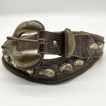 레어 난니 메탈 메쉬 금속 메쉬 벨트 뜨개질 실버 브라운