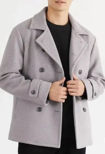 멜톤 숏 기장 P 코트 (라이트 그레이)