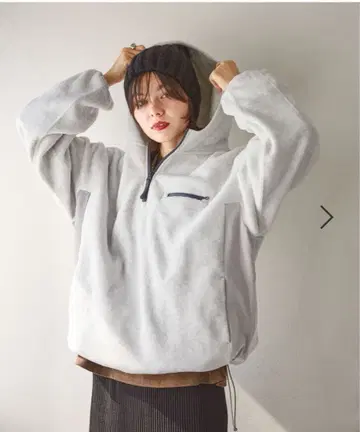 니코앤드 소프트 플리스 절개 ZIP 후드티 라이트 그레이