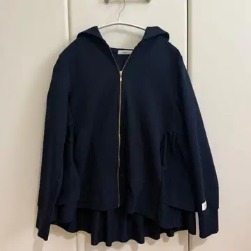 yori 백 더블 플레어 후드티 네이비