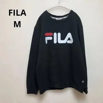 [ FILA ] 휠라 블랙 로고 맨투맨 크루넥 M