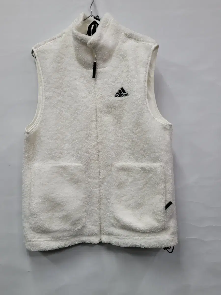 Adidas white fuzzy fleece vest